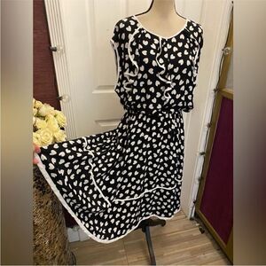 Nissa Black Dress with White Heart Pattern, US14
